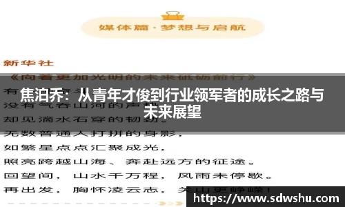 焦泊乔：从青年才俊到行业领军者的成长之路与未来展望